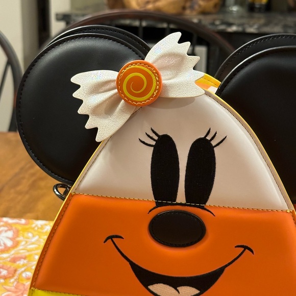 LOUNGEFLY Disney Mickey and Minnie Mouse Candy Corn Crossbody Bag - Picture 9 of 16